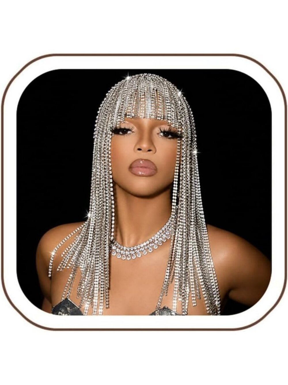 Rhinestone Flapper Headpiece Cap with Chainmail Design for Women - Vintage Glam